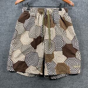 Cabostyle Swim Shorts Men's 34 Brown/Gold Geometric Allover Stretch Lined